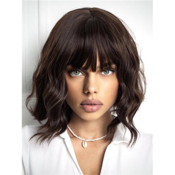 Other - Short Wavy Wigs for Women Dark Brown